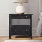Mesa de Noche Comfort Pointe Delano Negra: 2 Cajones, Chapa de Roble, Correderas Metálicas, No Requiere Ensamblaje