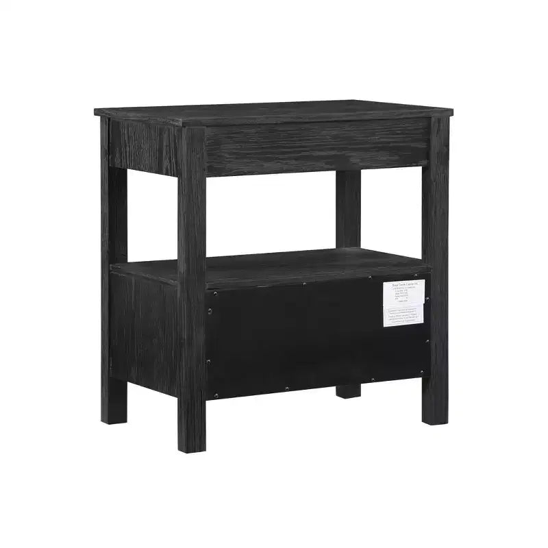Mesa de Noche Comfort Pointe Delano Negra: 2 Cajones, Chapa de Roble, Correderas Metálicas, No Requiere Ensamblaje