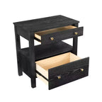 Mesa de Noche Comfort Pointe Delano Negra: 2 Cajones, Chapa de Roble, Correderas Metálicas, No Requiere Ensamblaje