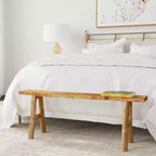 East at Main Acacia Skinny Bench Brown: Solid Wood, Rectangular, Unupholstered, Entryway Seating