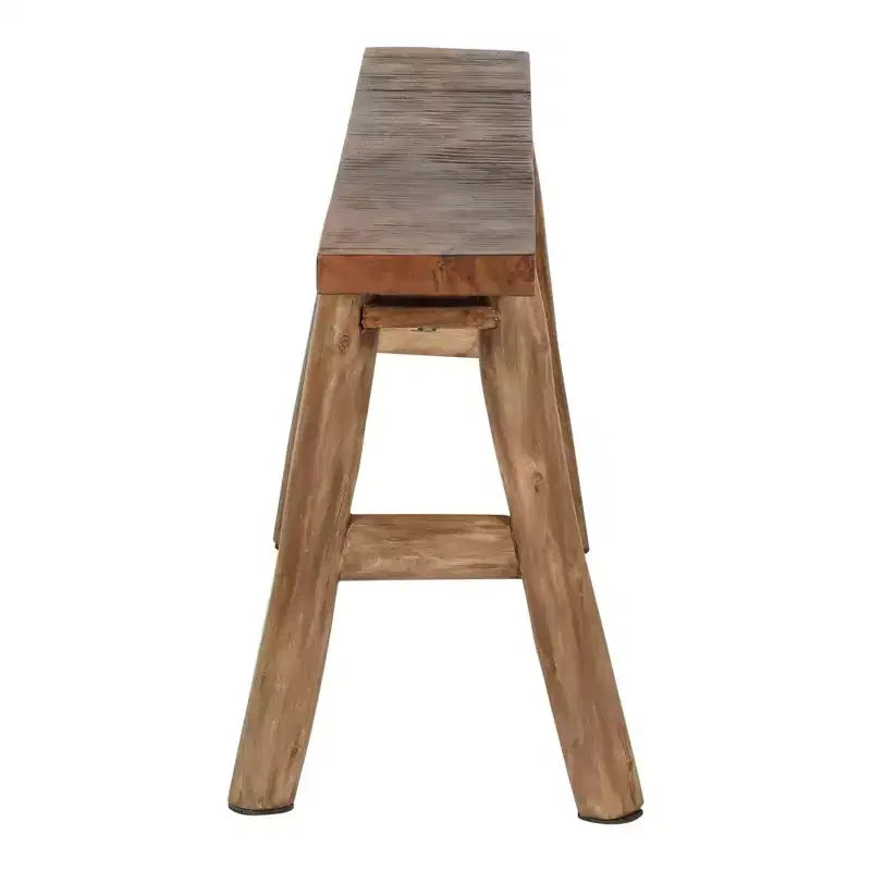 Banco esbelto Acacia Marrón: Madera maciza, rectangular, sin tapizar, asiento para recibidor