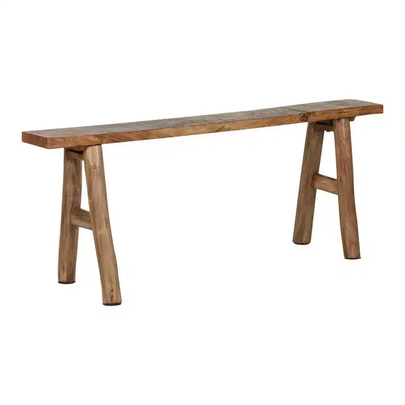 Banco esbelto Acacia Marrón: Madera maciza, rectangular, sin tapizar, asiento para recibidor