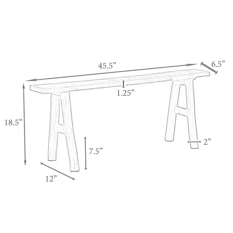 Banco esbelto Acacia Marrón: Madera maciza, rectangular, sin tapizar, asiento para recibidor