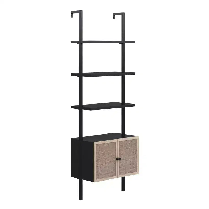 Nathan James 72.5" Set of 2 Theo Bookshelf with Doors Matte Black