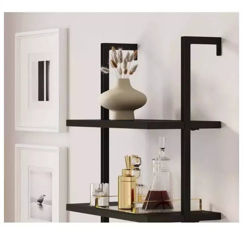 Juego de 2 estanterías Theo de 72,5" con puertas, negro mate