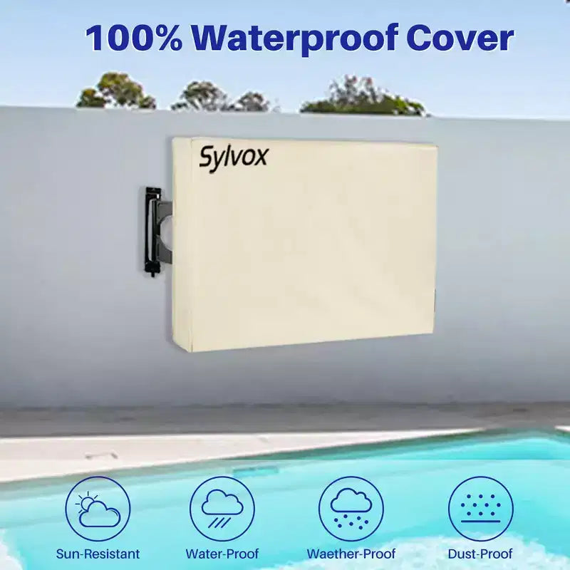 Funda para TV de Exterior de 65 Pulgadas para Pantalla Plana, Protector de Televisión, Protector Impermeable a Prueba de Polvo con Bolsillo para Control Remoto, Compatible con Televisores Inteligentes LED, LCD, QLED, Gris