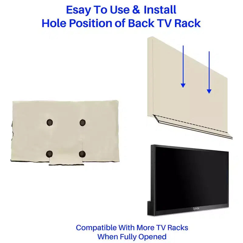 Funda para TV de Exterior de 65 Pulgadas para Pantalla Plana, Protector de Televisión, Protector Impermeable a Prueba de Polvo con Bolsillo para Control Remoto, Compatible con Televisores Inteligentes LED, LCD, QLED, Gris
