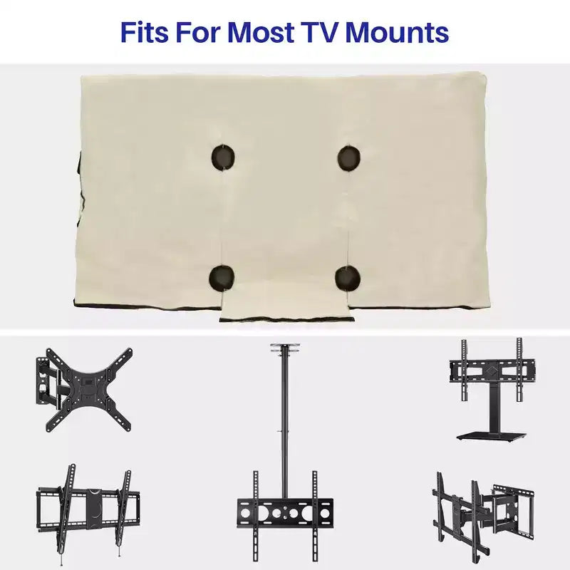 Funda para TV de Exterior de 65 Pulgadas para Pantalla Plana, Protector de Televisión, Protector Impermeable a Prueba de Polvo con Bolsillo para Control Remoto, Compatible con Televisores Inteligentes LED, LCD, QLED, Gris