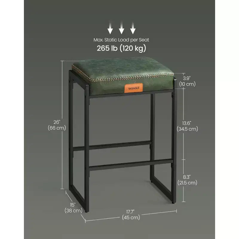 Taburetes de Bar Juego de 2, Taburetes de Bar de Altura de Encimera, Cuero Sintético con Costuras