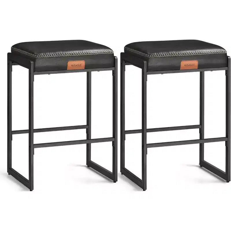 Taburetes de Bar Juego de 2, Taburetes de Bar de Altura de Encimera, Cuero Sintético con Costuras