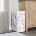 Cesto de ropa plegable para niña con asas, diseño floral de acuarela en lavanda, morado, rosa y gris