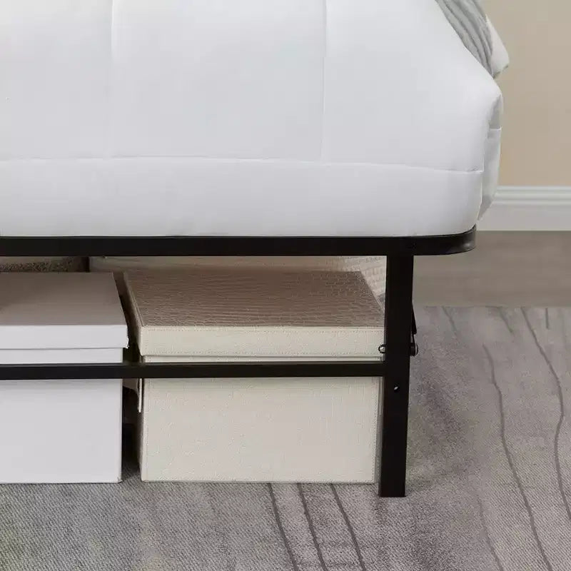 Base de cama con plataforma de acero, cama plegable de 14 pulgadas de alto