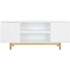 Kit 2 Shelf Pattern Mediastand - MED5013 - White/Gold - Safavieh