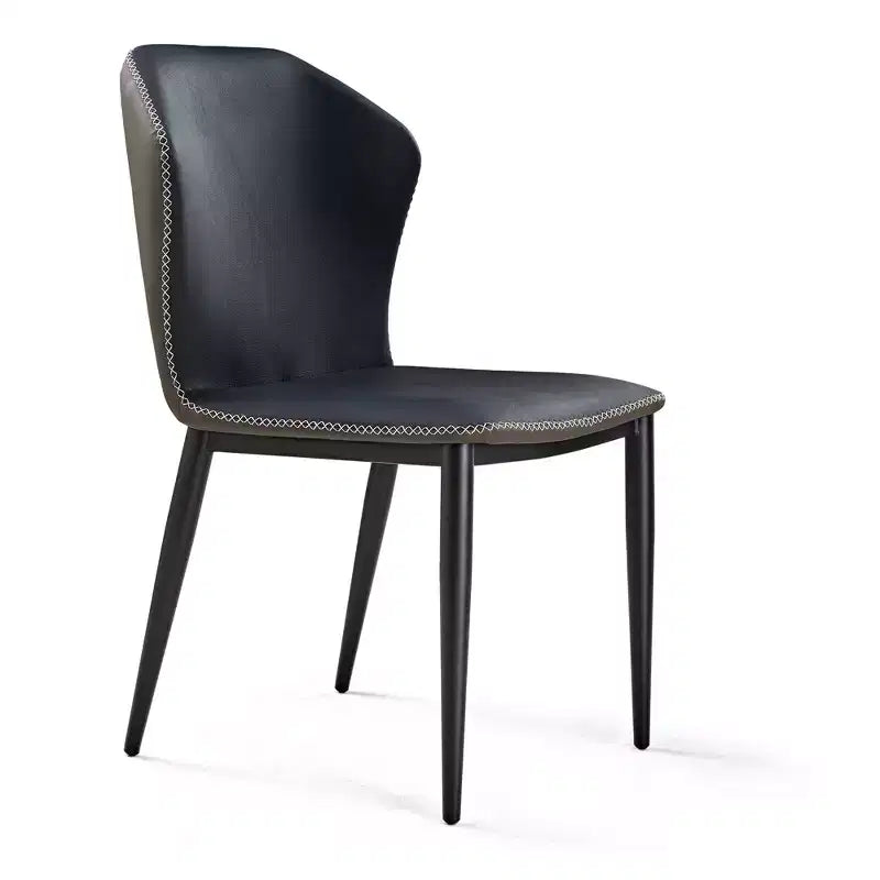 Minimalist Matte Pu Leather Dining Chairs Set of 2,Blue,17.9D x 21.3W x 33.9H