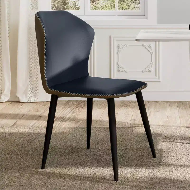 Juego de 2 sillas de comedor minimalistas de piel sintética mate, azul, 17.9D x 21.3W x 33.9H