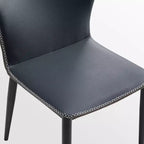 Juego de 2 sillas de comedor minimalistas de piel sintética mate, azul, 17.9D x 21.3W x 33.9H