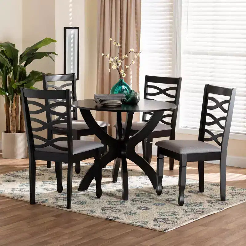 Baxton Studio Aspen Modern Sand Fabric and Dark Brown Finished Wood 5-Piece Dining Set