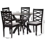 Juego de comedor de 5 piezas Aspen Modern con tapicería de tela color arena y madera con acabado en marrón oscuro