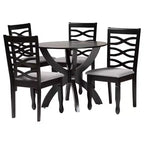 Juego de comedor de 5 piezas Aspen Modern con tapicería de tela color arena y madera con acabado en marrón oscuro