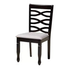 Juego de comedor de 5 piezas Aspen Modern con tapicería de tela color arena y madera con acabado en marrón oscuro