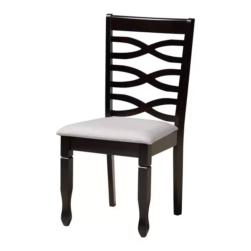Juego de comedor de 5 piezas Aspen Modern con tapicería de tela color arena y madera con acabado en marrón oscuro