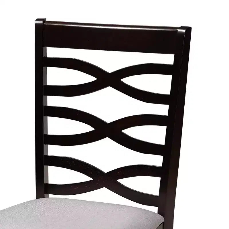 Juego de comedor de 5 piezas Aspen Modern con tapicería de tela color arena y madera con acabado en marrón oscuro